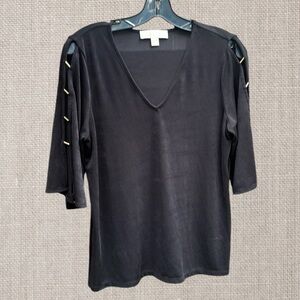 Michael Kors black shirt with gold open riveted sleeves size S